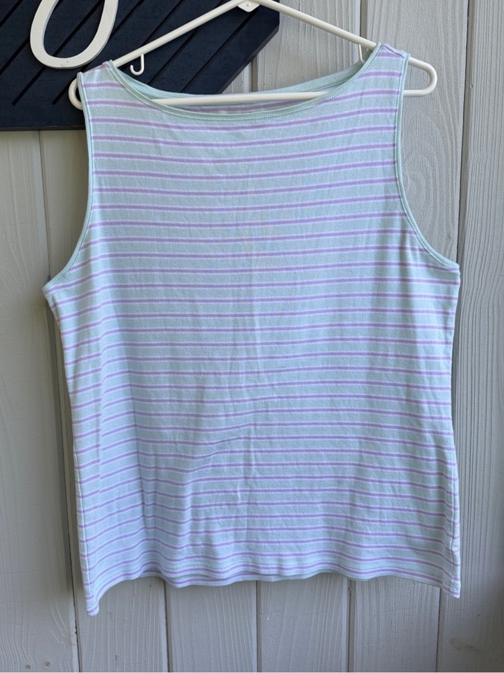Talbots Sleeveless Striped Tank Top in Mint & Lavender